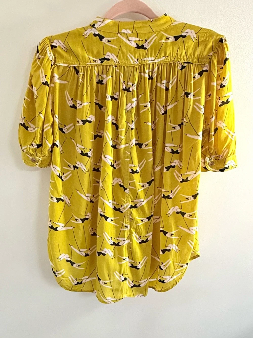Anthropologie Emily Isabella Mustard Yellow Flying Trapeze Top